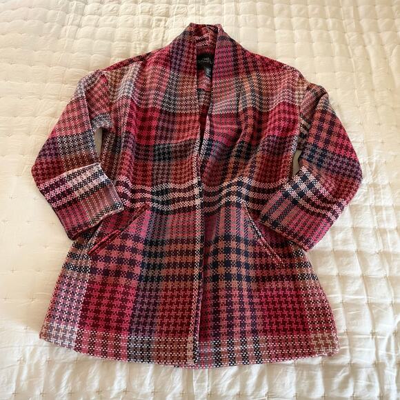 Rachel Zoe Jackets & Blazers - Rachel Zoe Houndstooth Tweed Wool Blend Coat Women's XS | Pink/Red Plaid | EUC